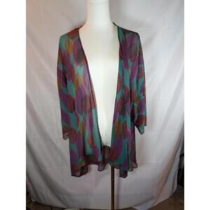 LuLaRoe Women's Lightweight Leaf Print Kimono - Size Medium